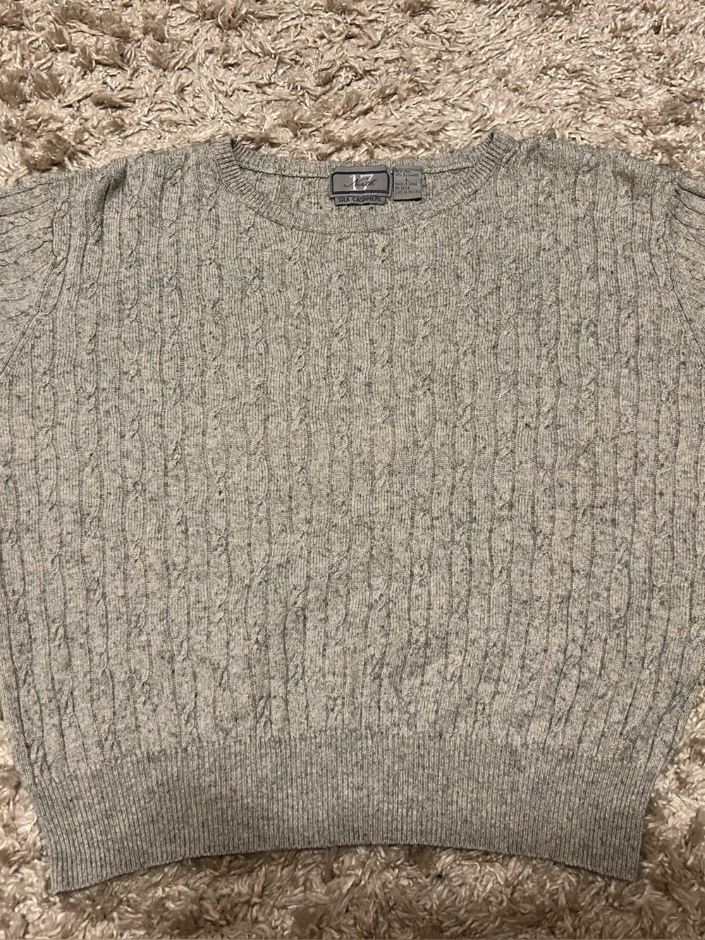 17 North Heather Gray Cable Knit Crewneck Sweater